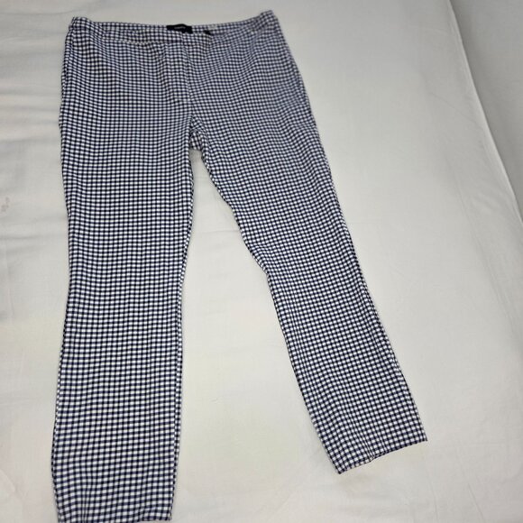 Theory Classic Skinny Pants 4 Gingham Plaid Black White Stretch Ankle Work Size - Picture 11 of 11